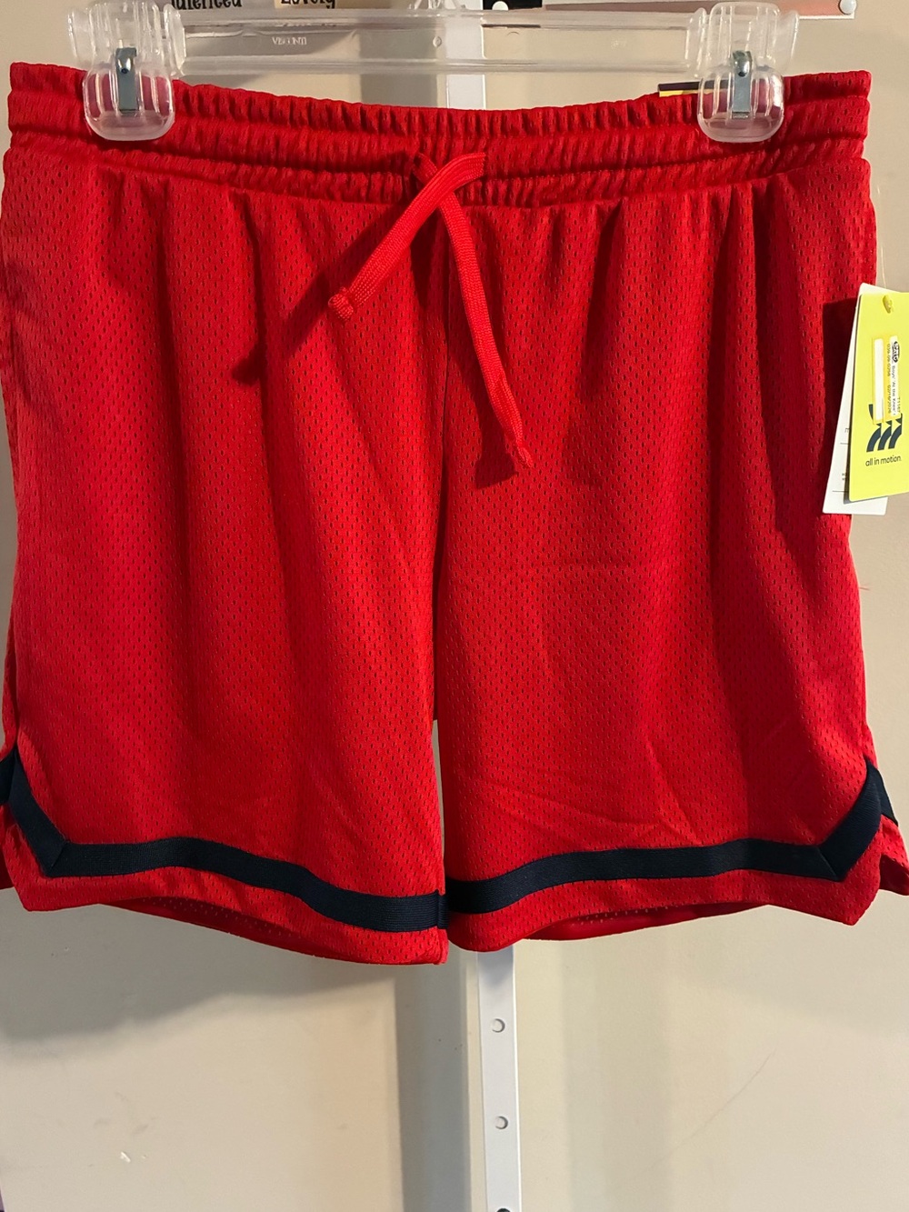 All in motion Bright Red Mesh Athletic Shorts with Black Hem